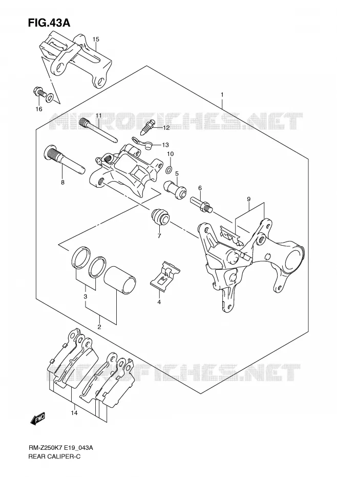 ETRIER DE FREIN ARRIERE (MODEL K8/K9) Suzuki MOTO 250 RM-Z 2008  RM-Z250K8(E19)