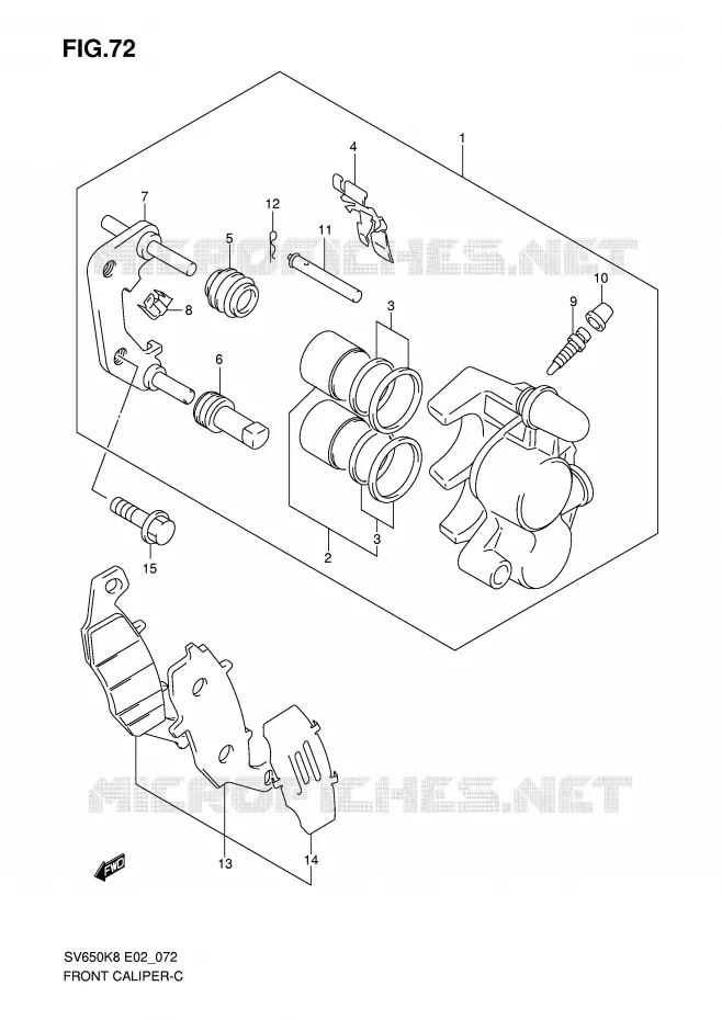 ETRIER DE FREIN AVANT (VOIR NOTE) Suzuki MOTO 650 SV 2008  SV650SUAK8(E2)