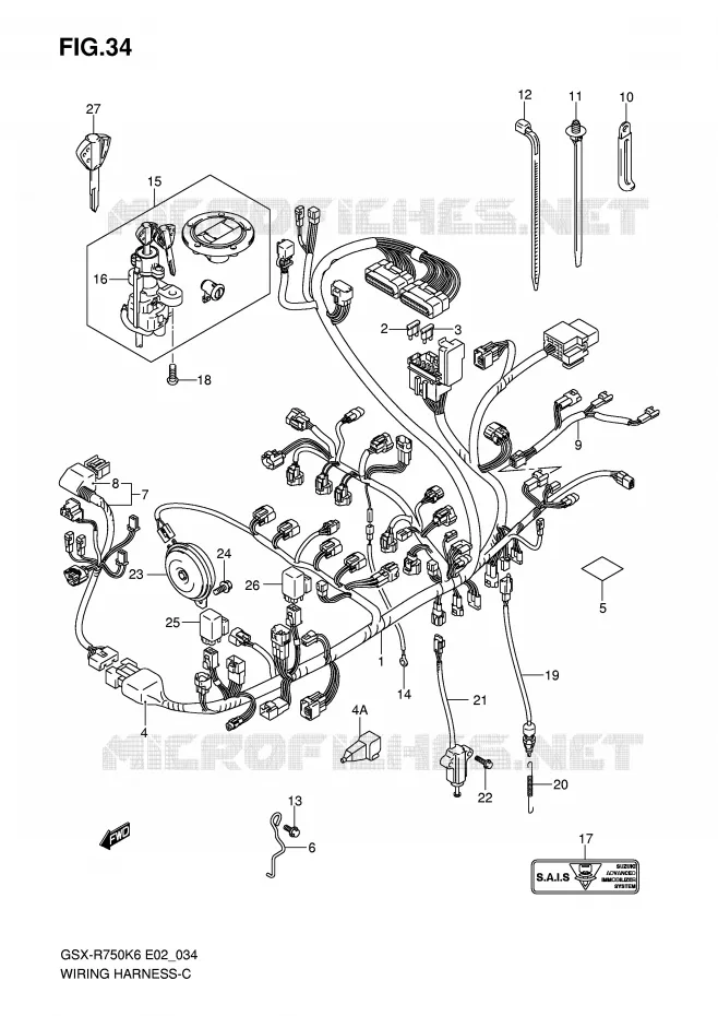 FAISCEAU ELECTRIQUE (NOTE) Suzuki MOTO 750 GSX-R 2006  GSX-R750U2K6(E2)