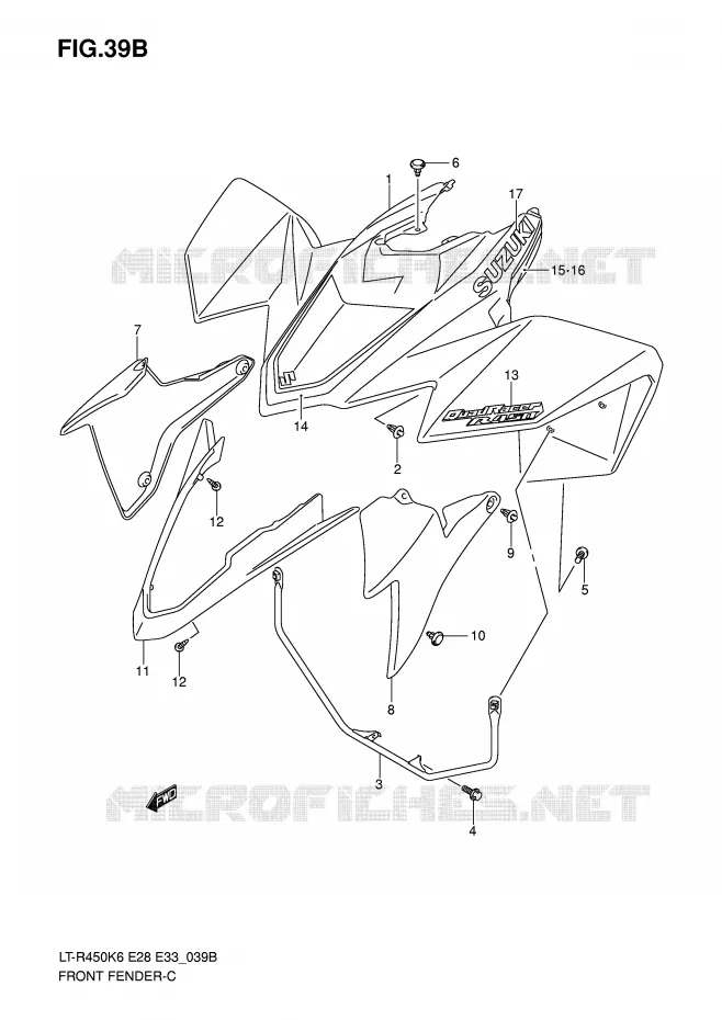 GARDE BOUE AVANT (LT-R450K8) Suzuki QUAD 450 QUADRACER 2010  LT-R450L0(E28/E33)