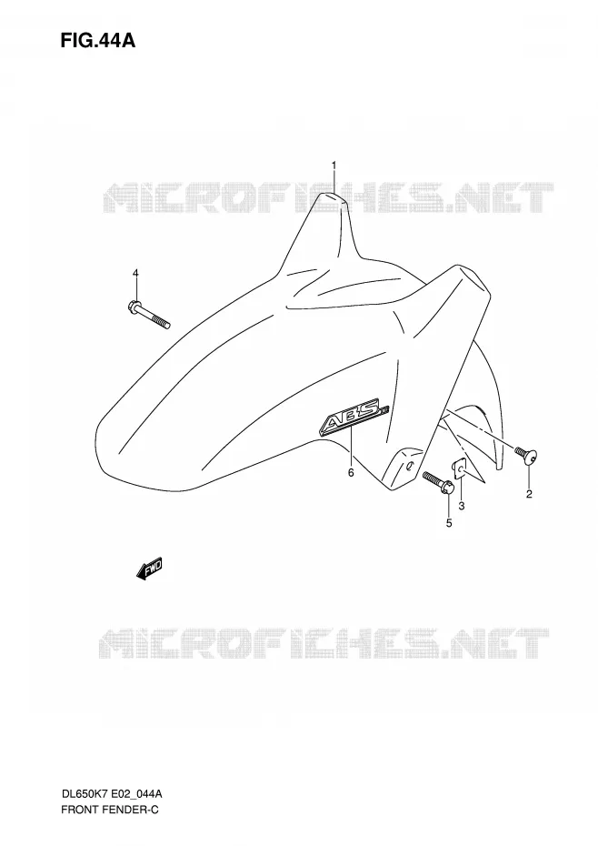 GARDE BOUE AVANT (MODEL K8) Suzuki MOTO 650 V-STROM 2007  DL650AK7(E2)
