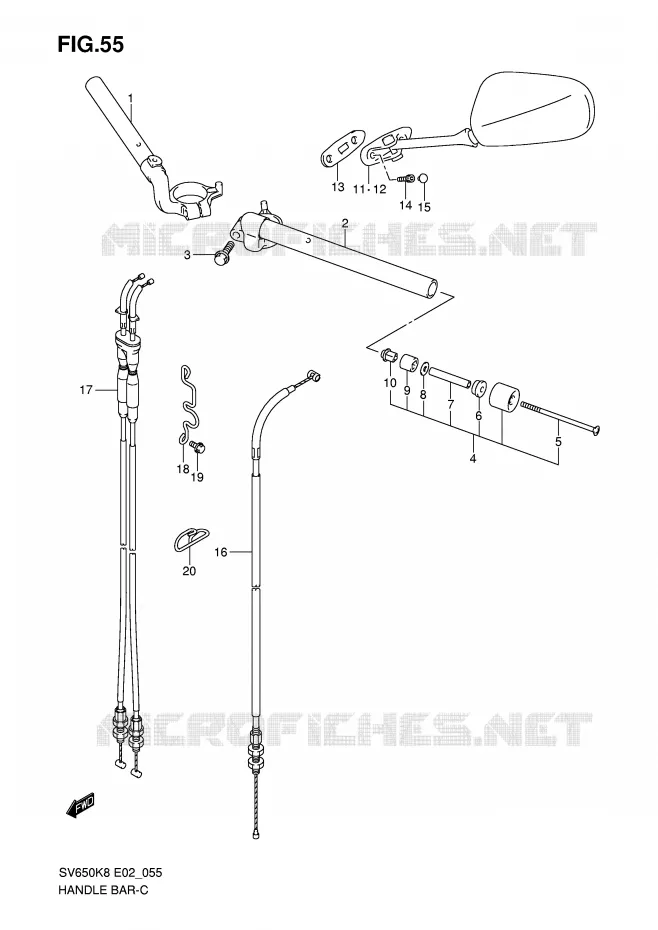 GUIDON (WITH COWLING) Suzuki MOTO 650 SV 2008  SV650UK8(E2)