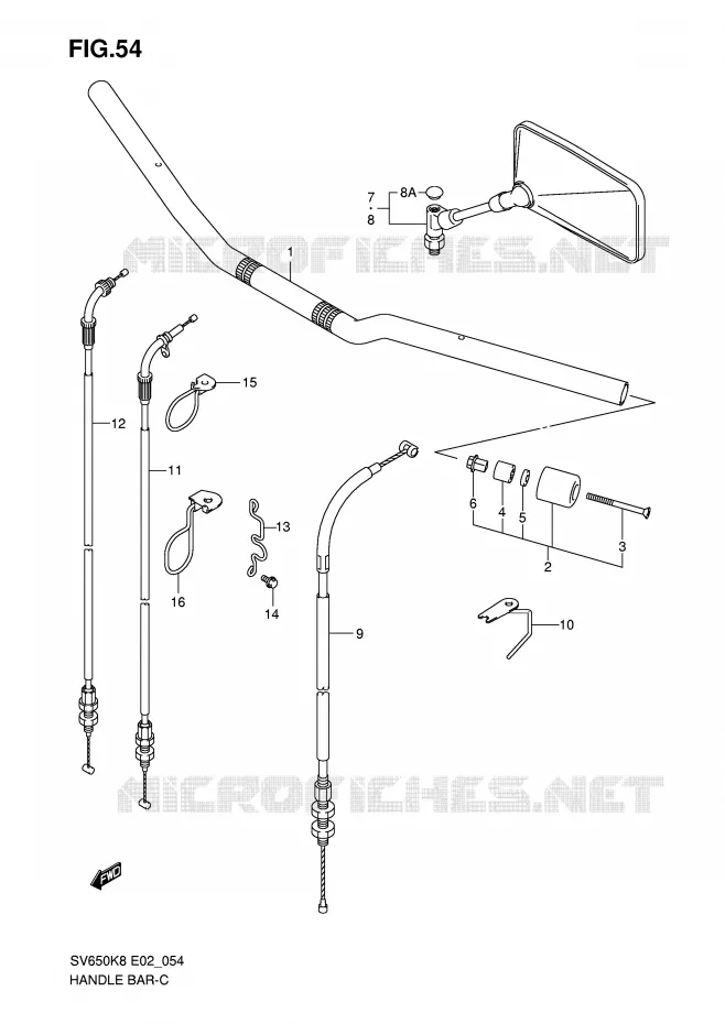 GUIDON (WITHOUT COWLING) Suzuki MOTO 650 SV 2009  SV650SK9(E2)
