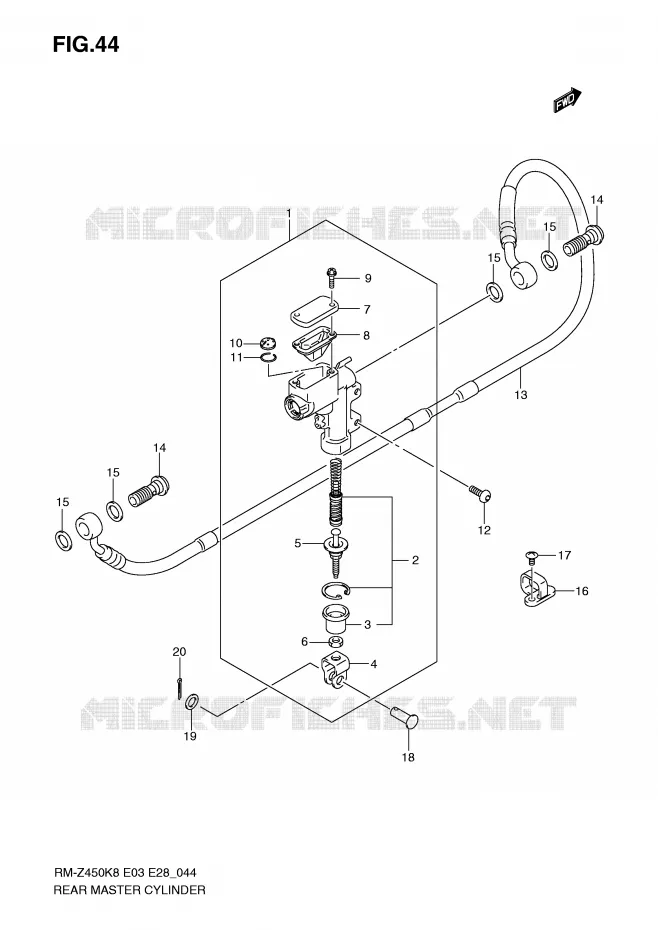 MAITRE CYLINDRE ARRIERE Suzuki MOTO 450 RM-Z 2009  RM-Z450K9(E3/E28)