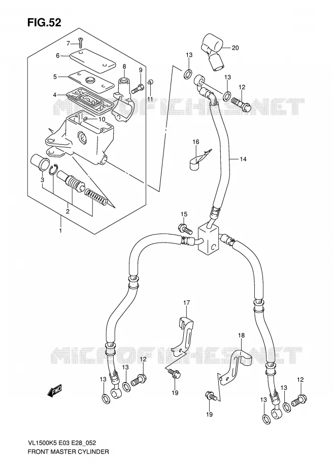 MAITRE CYLINDRE AVANT (MODELE K5/K6) Suzuki MOTO 1500 BOULEVARD 2009  VL1500TK9(E3/E28)