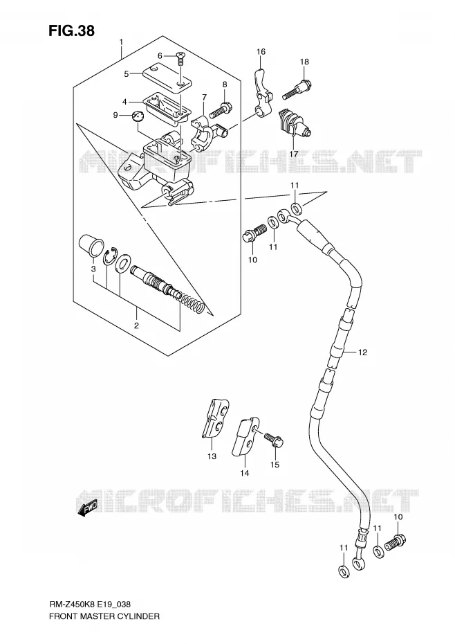 MAITRE CYLINDRE AVANT (RM-Z450K8/K9/L0) Suzuki MOTO 450 RM-Z 2010  RM-Z450L0(E19)