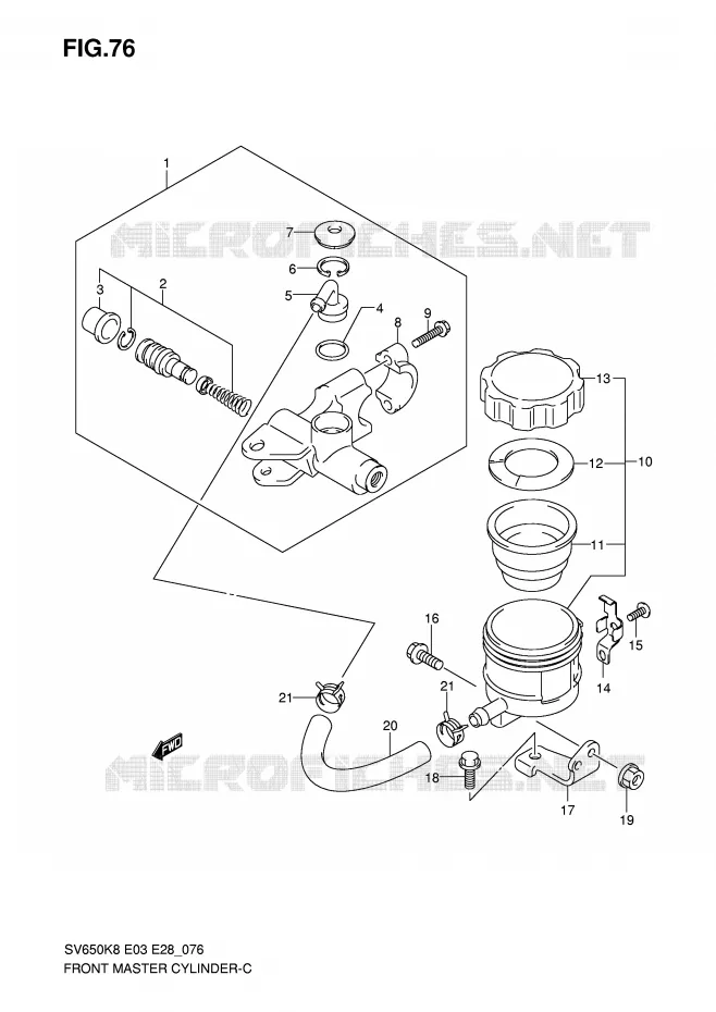 MAITRE CYLINDRE AVANT (SV650SK8/SK9/SL0) Suzuki MOTO 650 SV 2009  SV650SK9(E3/E28)