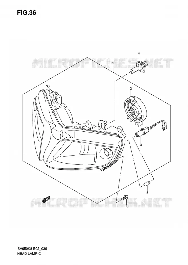 PHARE (VOIR NOTE) Suzuki MOTO 650 SV 2010  SV650SUL0(E2)