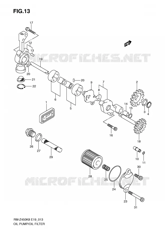 POMPE A HUILE (RM-Z450K8/K9/L0) Suzuki MOTO 450 RM-Z 2011  RM-Z450L1(E19)