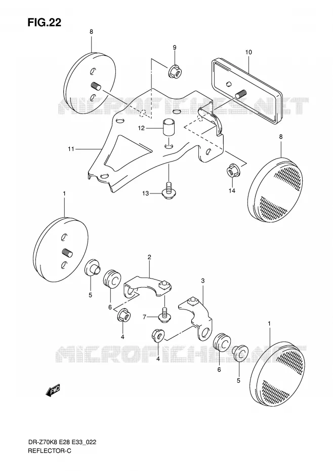 REFLECTEUR (E28) Suzuki MOTO 70 DR-Z 2008  DR-Z70K8(E28/E33)