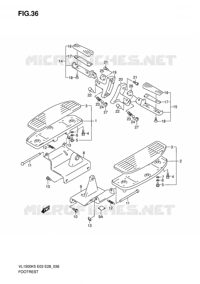 REPOSE PIED Suzuki MOTO 1500 BOULEVARD 2006  VL1500TK6(E3/E28)