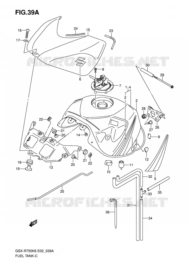RESERVOIR D'ESSENCE (MODEL K7) Suzuki MOTO 750 GSX-R 2006  GSX-R750K6(E2)