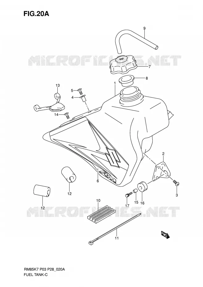 RESERVOIR D'ESSENCE (MODEL K8) Suzuki MOTO 85 RM 2009  RM85K9(P3/P28)
