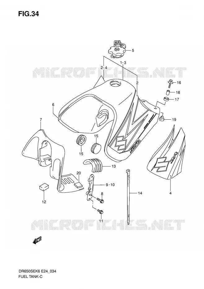 RESERVOIR D'ESSENCE (MODELE K6/K7) Suzuki MOTO 650 DR 2008  DR650SEK8(E24)
