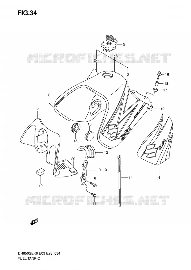 RESERVOIR D'ESSENCE (MODELE K6/K7) Suzuki MOTO 650 DR 2008  DR650SEK8(E3/E28)