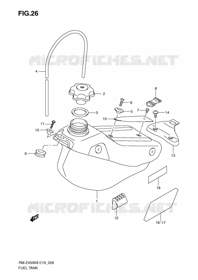 RESERVOIR D'ESSENCE (RM-Z450K8/K9/L0) Suzuki MOTO 450 RM-Z 2010  RM-Z450L0(E19)