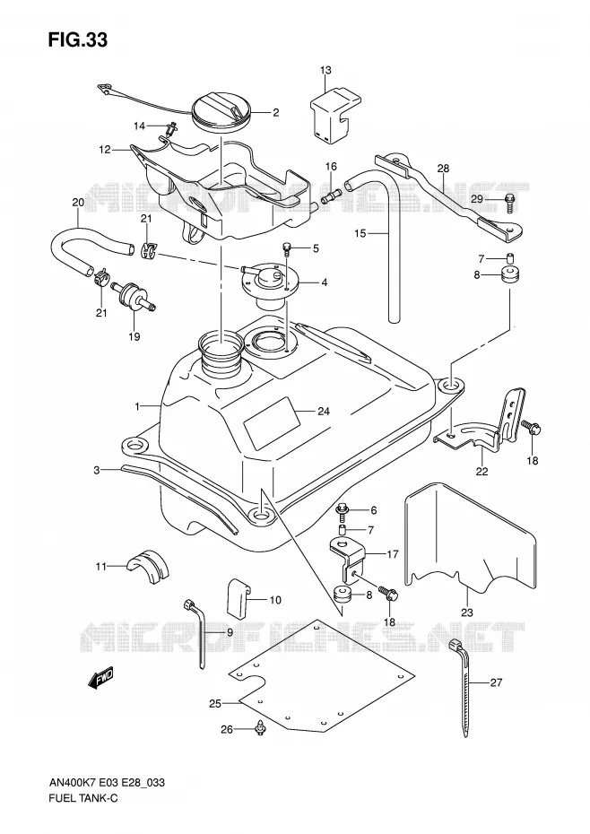 RESERVOIR D'ESSENCE Suzuki SCOOTER 400 BURGMAN 2009  AN400AK9(E3/E28)