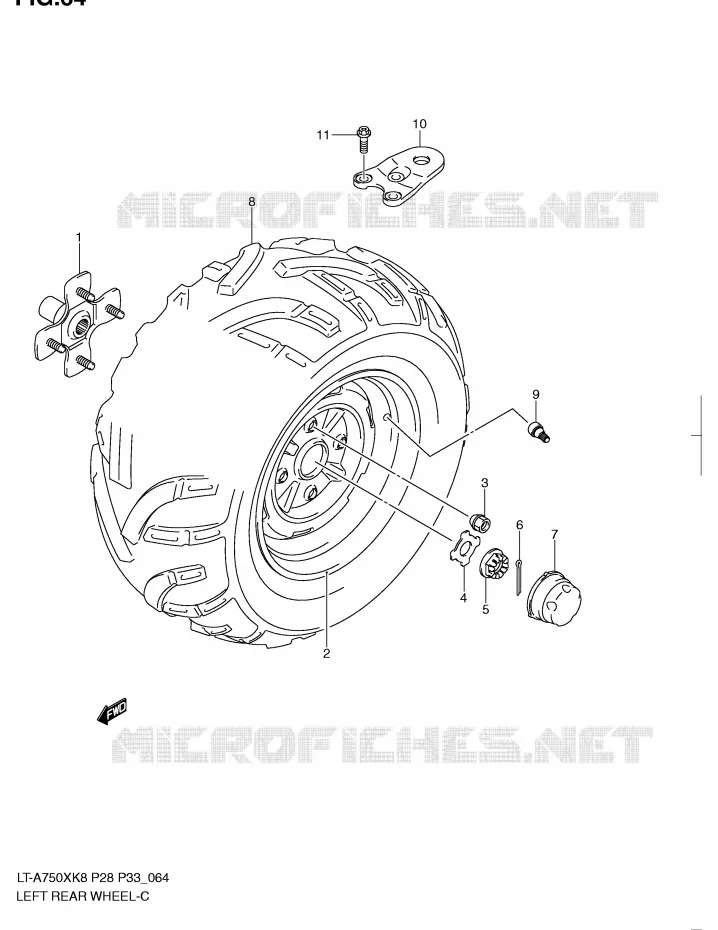 ROUE ARRIERE GAUCHE Suzuki QUAD 750 KINGQUAD 2008  LT-A750XK8(P28/P33)