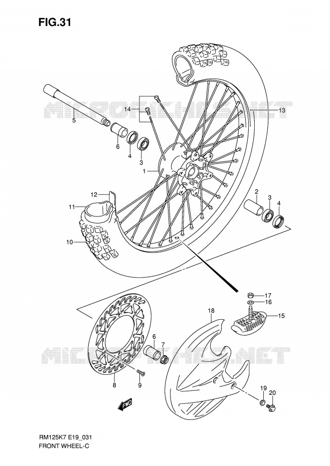 ROUE AVANT Suzuki MOTO 125 RM 2007  RM125K7(E19)