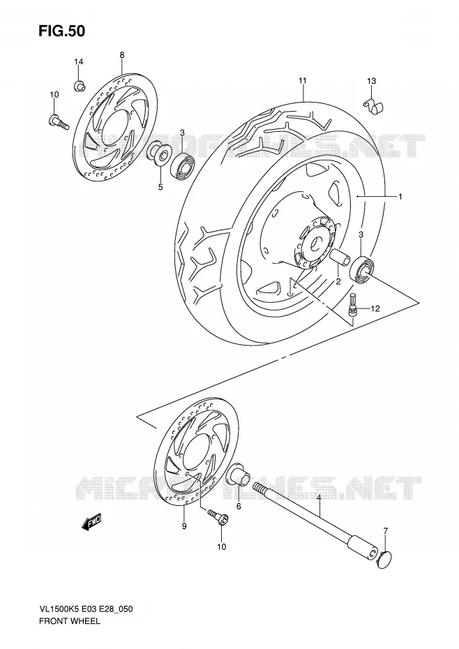 ROUE AVANT Suzuki MOTO 1500 BOULEVARD 2007  VL1500TK7(E3/E28)
