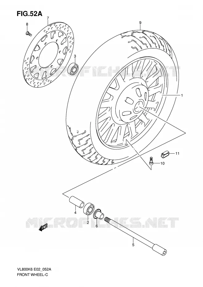 ROUE AVANT (VL800CK8/CUEK8/CK9/CUEK9/CL0/CUEL0) Suzuki MOTO 800 VOLUSIA 2007  VL800CUEK7(E2)