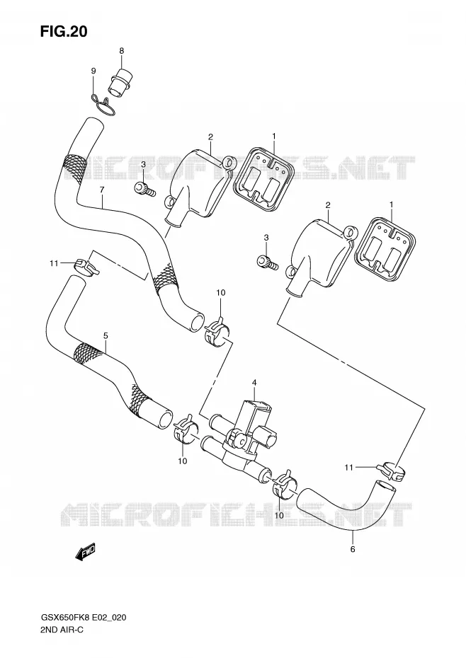 SYSTEME RECYCLAGE GAZ ECHAPPEMENT Suzuki MOTO 650 GSX-F 2009  GSX650FAK9(E2)
