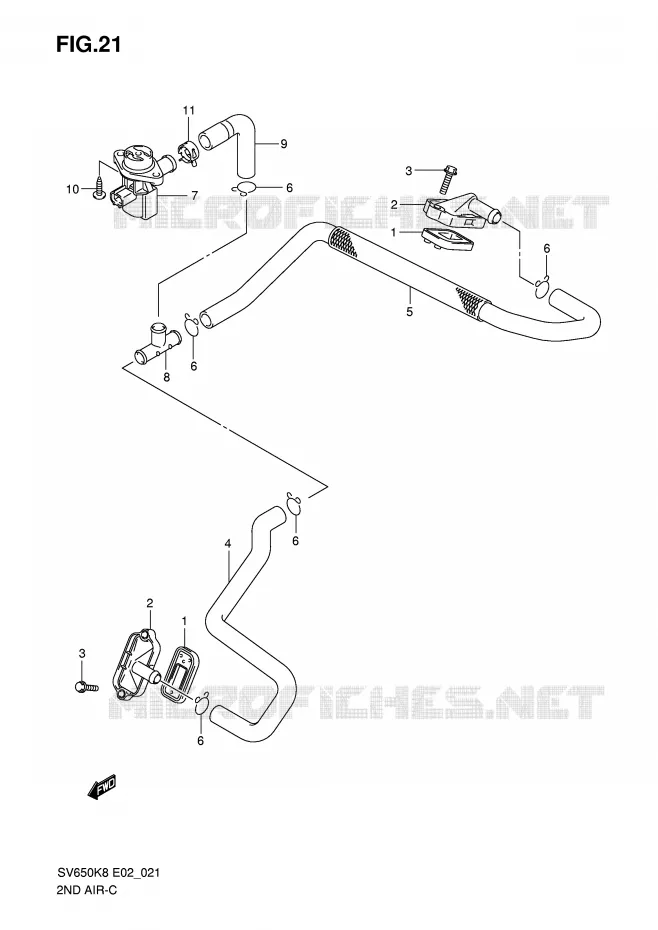 SYSTEME RECYCLAGE GAZ ECHAPPEMENT Suzuki MOTO 650 SV 2008  SV650SUAK8(E2)