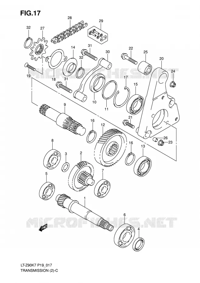 TRANSMISSION (2) Suzuki QUAD 90 QUADSPORT 2010  LT-Z90L0(P19)
