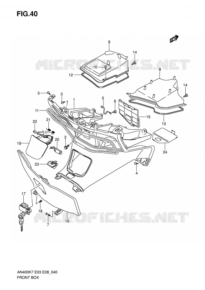 VIDE POCHE Suzuki SCOOTER 400 BURGMAN 2010  AN400AL0(E3/E28)