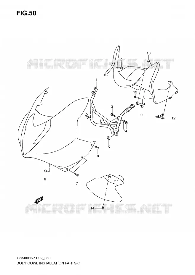 ARAIGNEE AVANT  (WITH COWLING) Suzuki MOTO 500 GS-E 2007  GS500HUK7(P02)