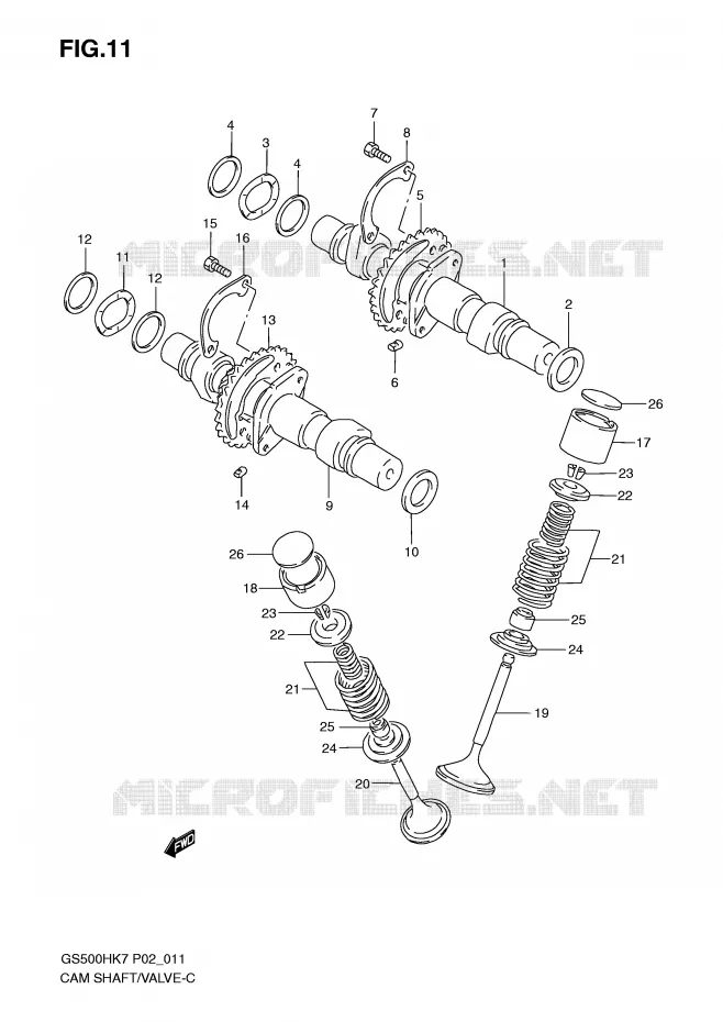 ARBRE A CAMES - SOUPAPES Suzuki MOTO 500 GS-E 2007  GS500HUK7(P02)