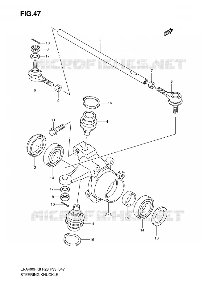 BIELLETTES DE DIRECTION - MOYEU Suzuki QUAD 400 KINGQUAD 2010  LT-A400FL0(P28/P33)