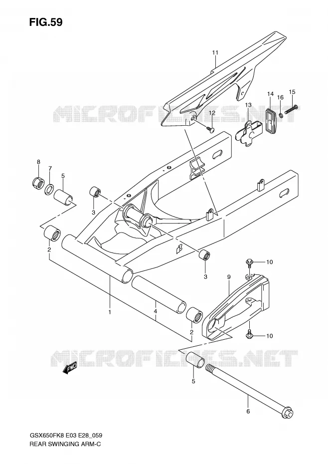BRAS OSCILLANT ARRIERE Suzuki MOTO 650 GSX-F 2009  GSX650FAK9(E3/E28)