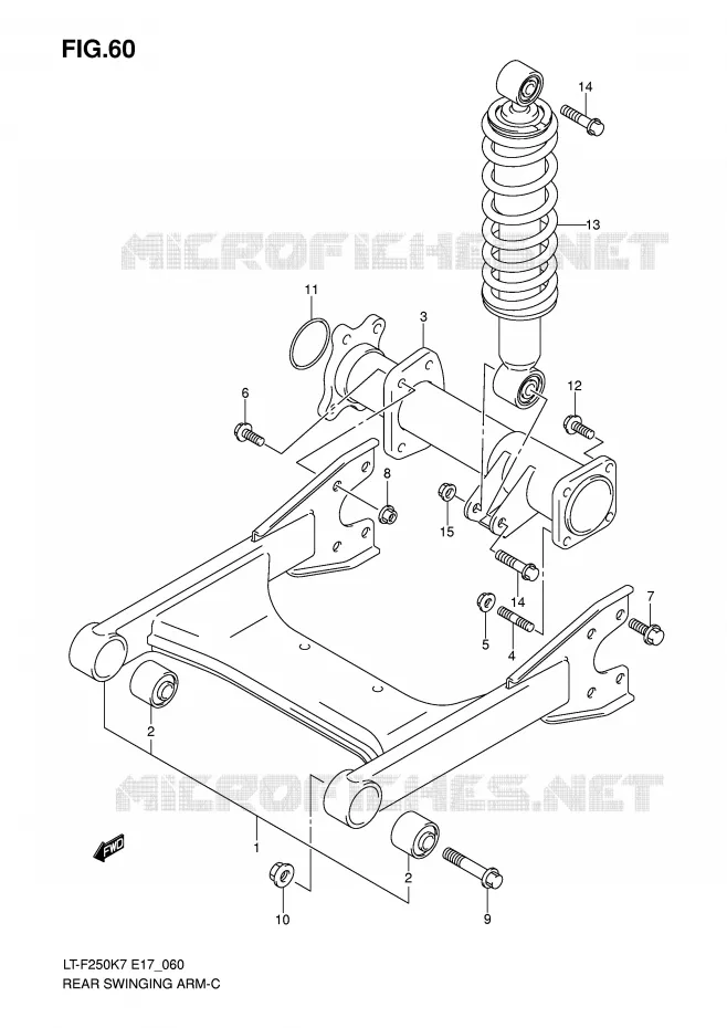 BRAS OSCILLANT ARRIERE Suzuki QUAD 250 OZARK 2007  LT-F250K7(E17)