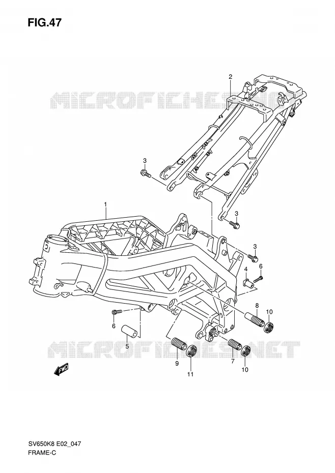 CADRE Suzuki MOTO 650 SV 2010  SV650SUAL0(E2)