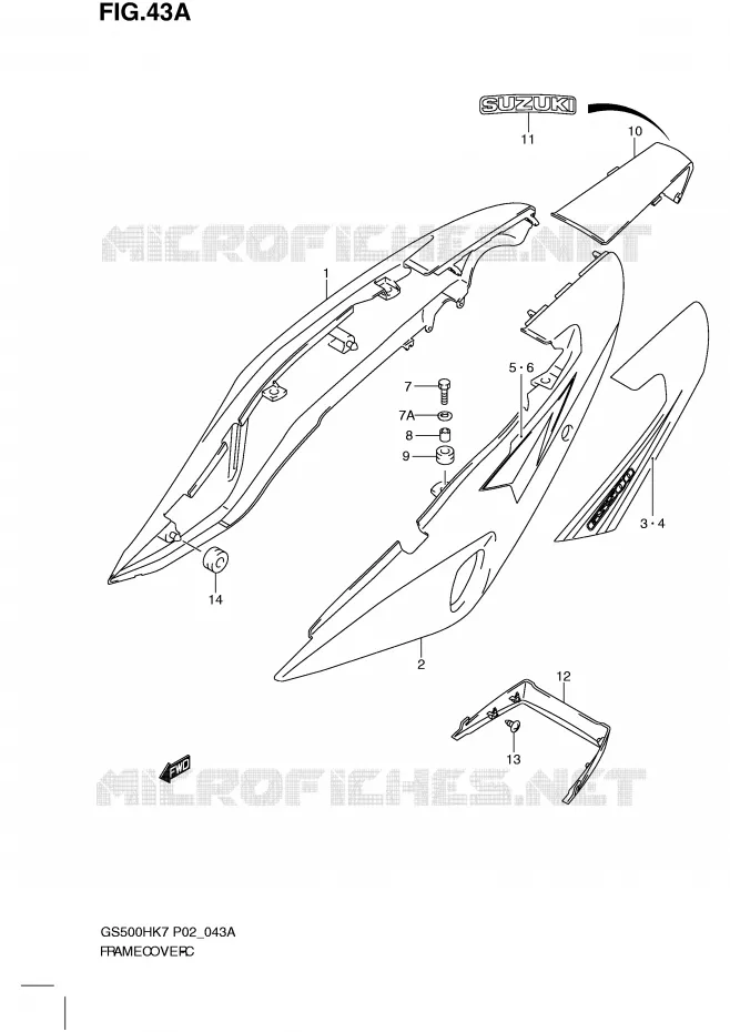 CARENAGES (MODEL K8) Suzuki MOTO 500 GS-E 2008  GS500HK8(P02)