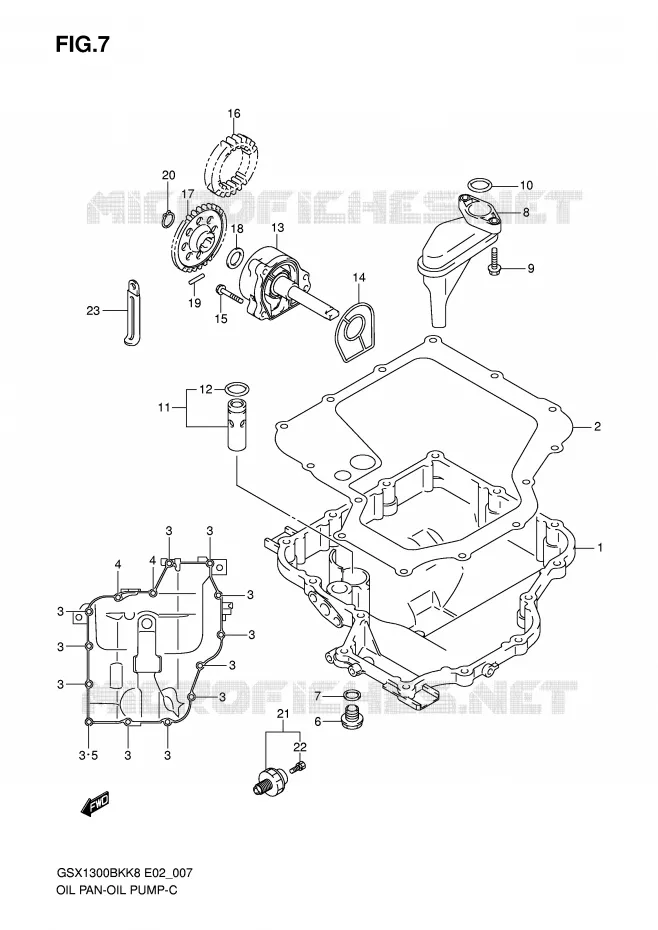 CARTER INFERIEUR - POMPE A HUILE Suzuki MOTO 1300 B-KING 2009  GSX1300BKAK9(E2)