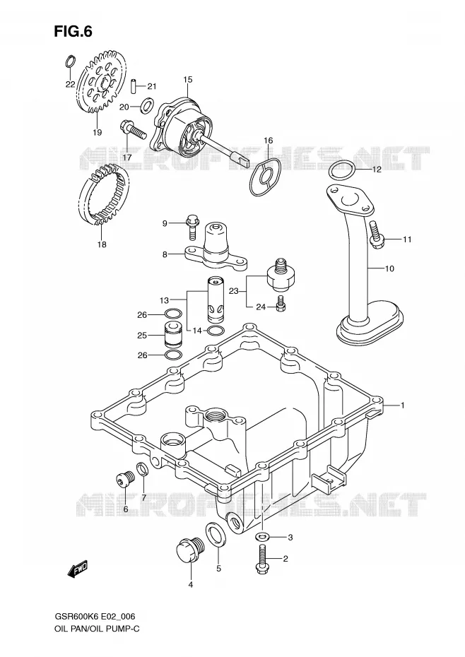 CARTER INFERIEUR - POMPE A HUILE Suzuki MOTO 600 GSR 2007  GSR600UAK7(E2)
