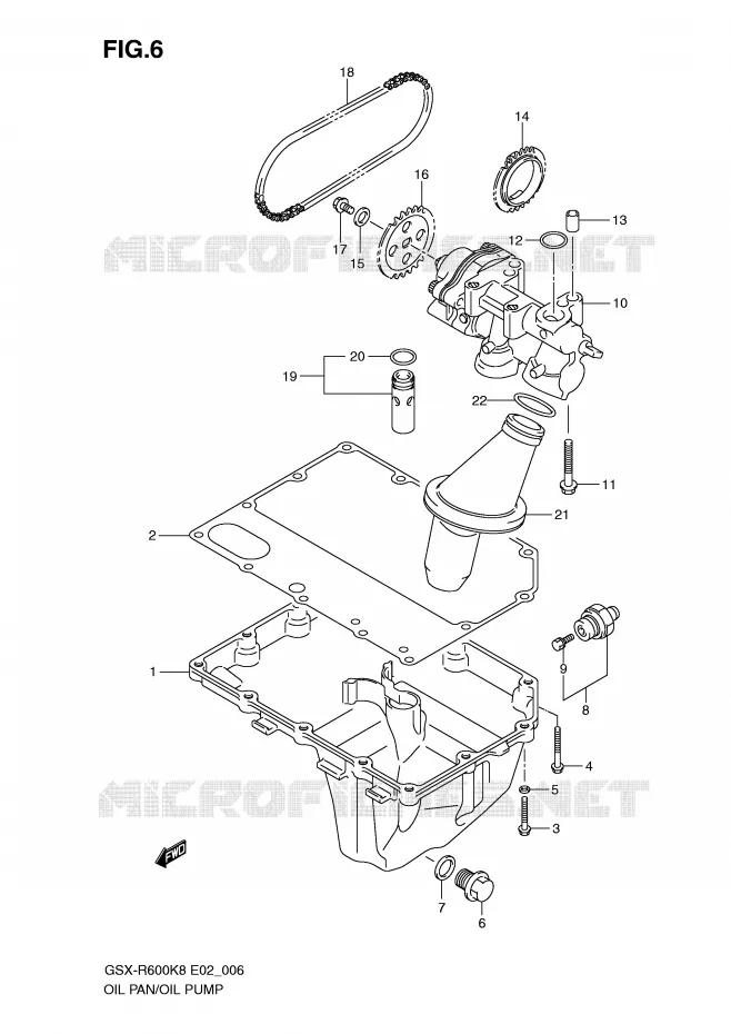 CARTER INFERIEUR - POMPE A HUILE Suzuki MOTO 600 GSX-R 2008  GSX-R600U3K8(E2)