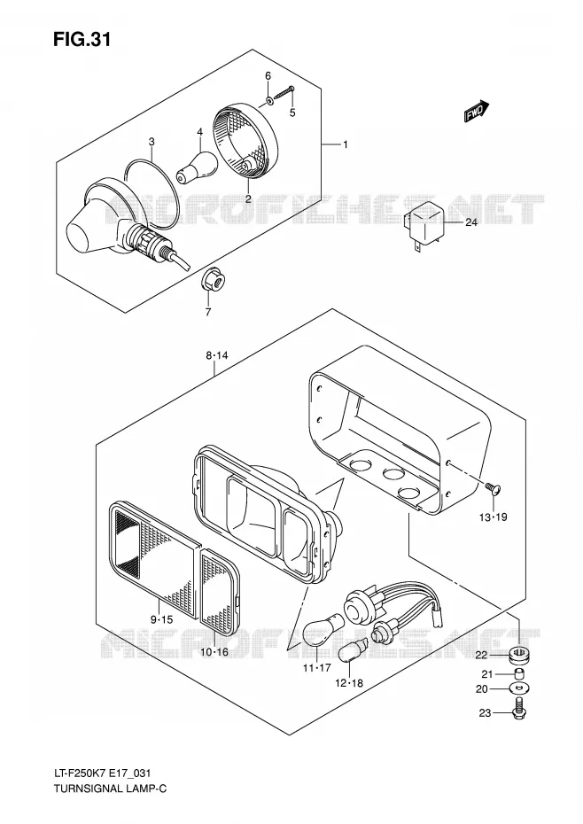 CLIGNOTANTS (E4) Suzuki QUAD 250 OZARK 2008  LT-F250K8(E17)