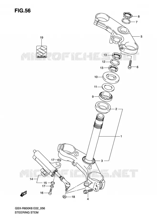 COLONNE DE DIRECTION Suzuki MOTO 600 GSX-R 2009  GSX-R600UEK9(E2)