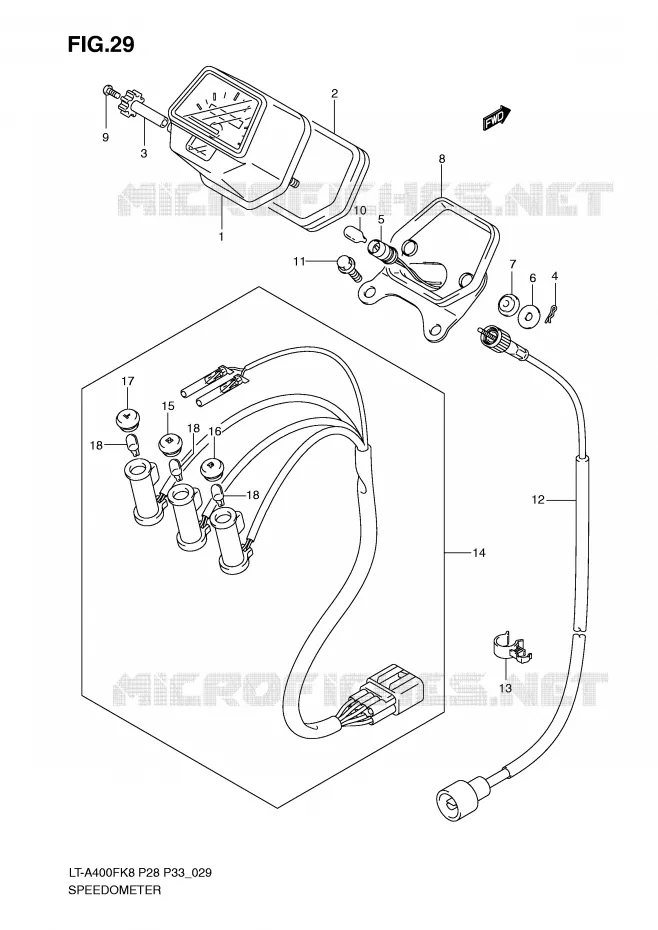 COMPTEUR (MODEL K8/K9) Suzuki QUAD 400 KINGQUAD 2010  LT-A400FL0(P28/P33)