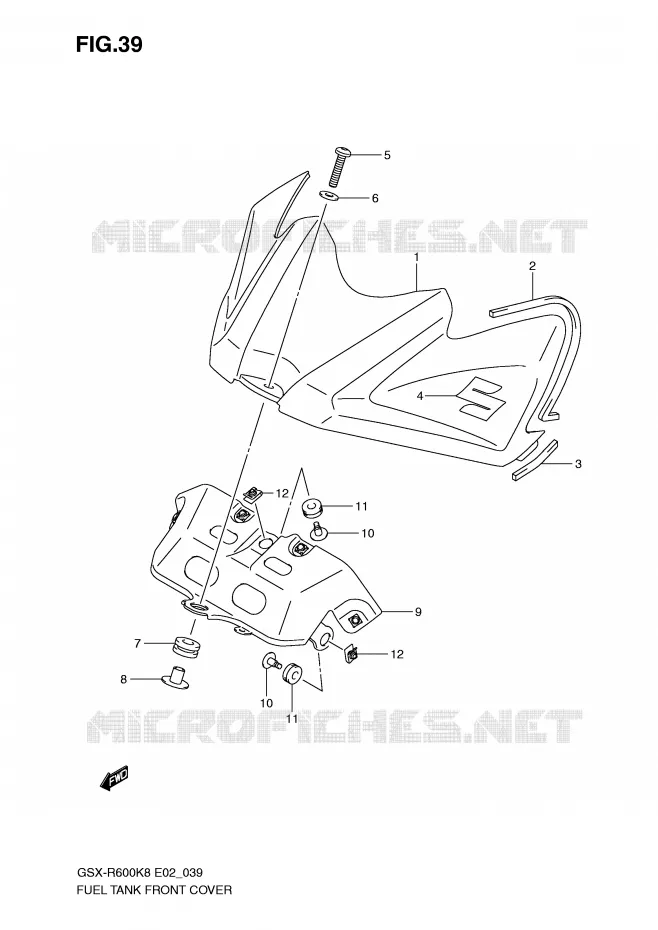 COUVRE RESERVOIR Suzuki MOTO 600 GSX-R 2009  GSX-R600K9(E2)