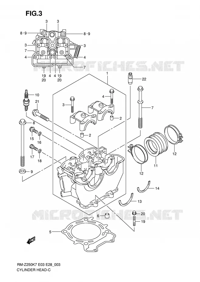 CULASSE Suzuki MOTO 250 RM-Z 2007  RM-Z250K7(E3/E28)