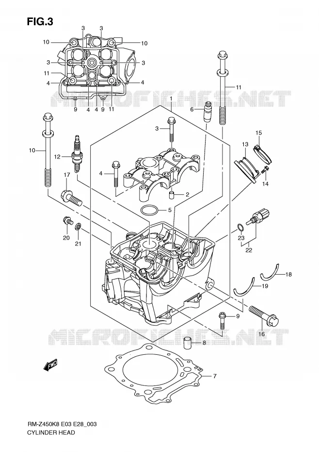 CULASSE Suzuki MOTO 450 RM-Z 2010  RM-Z450L0(E3/E28)