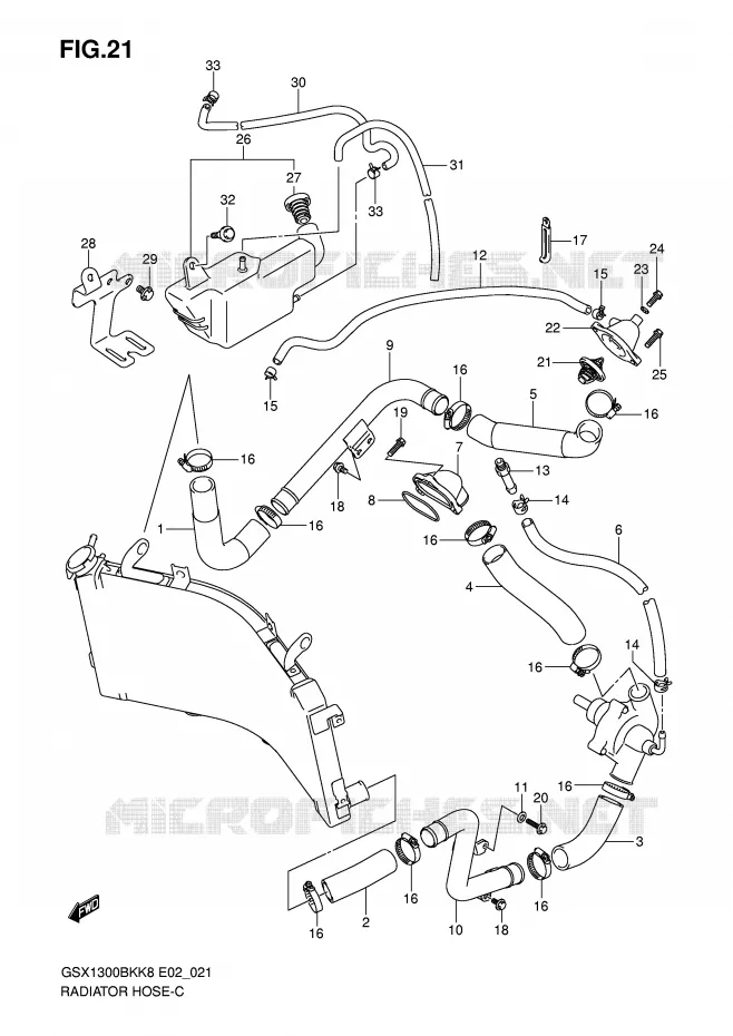 DURITE DE RADIATEUR Suzuki MOTO 1300 B-KING 2010  GSX1300BKAL0(E2)