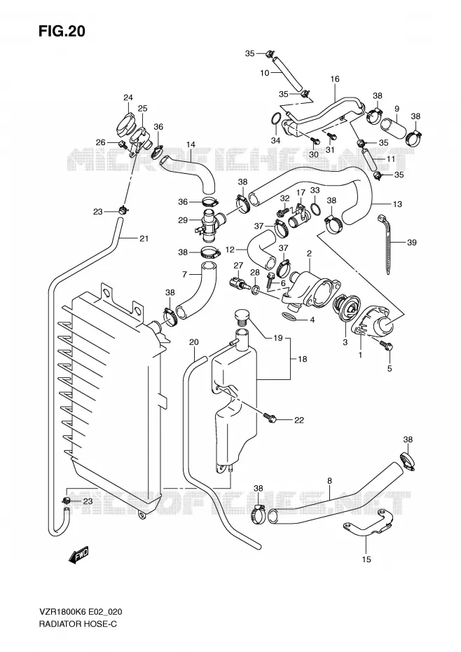 DURITE DE RADIATEUR Suzuki MOTO 1800 INTRUDER 2009  VZR1800U2K9(E2)