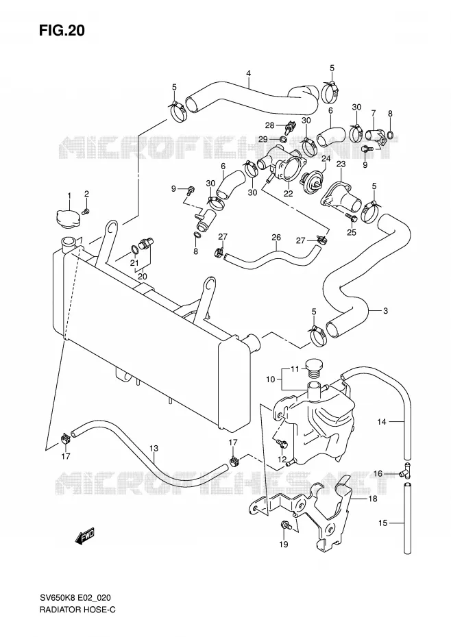 DURITE DE RADIATEUR Suzuki MOTO 650 SV 2010  SV650SL0(E2)