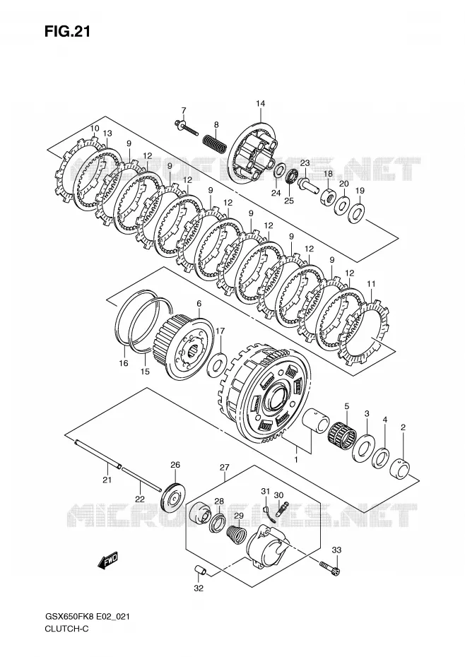 EMBRAYAGE (MODEL K8) Suzuki MOTO 650 GSX-F 2009  GSX650FUAK9(E2)