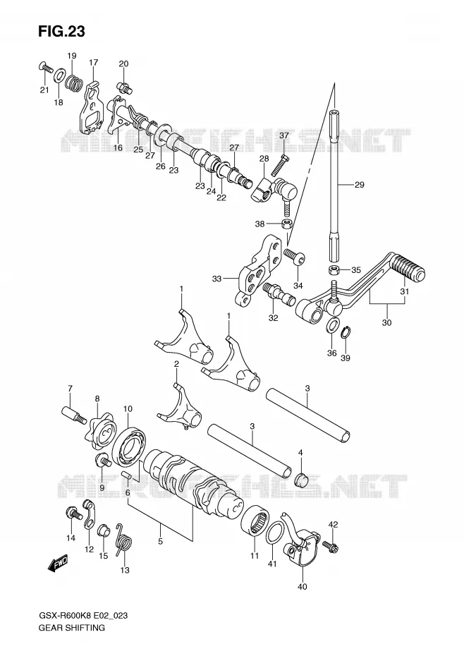 ENSEMBLE DE SELECTION DE VITESSES Suzuki MOTO 600 GSX-R 2010  GSX-R600UEL0(E2)